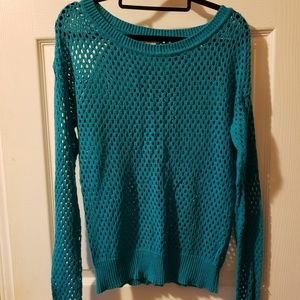 Aqua Blue Crochet Sweater